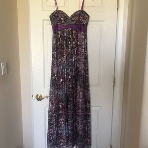 BCBGMaxAzria strapless printed floor-length gown